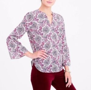 J. Crew Factory Geometric Paisley Print Blouse Sz XS